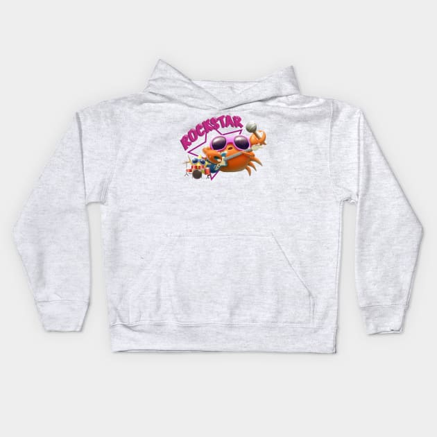 Cute Crab and Starfish Rock Star Band Kids Hoodie by Irene Koh Studio